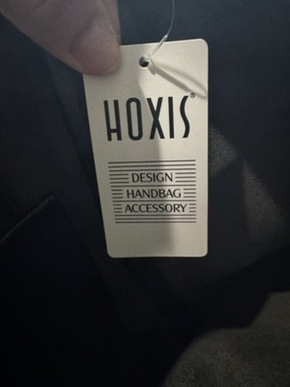 Hoxis Black Solid Tote Handbag Open Top Double Handles Logo w/ Brand Card - Picture 3 of 7